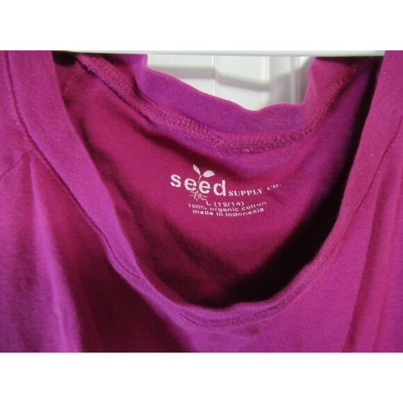 Seed Supply Company 100% organic cotton Maroon short sleeve scoop neck shirt - Picture 3 of 3